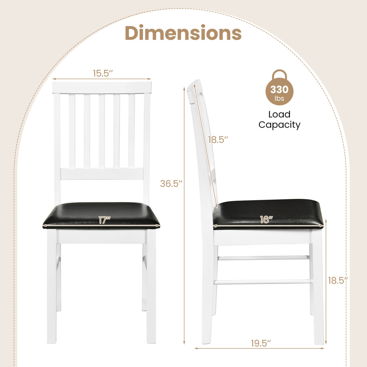 Dining Chairs Set of 2 Mid Century Modern - White