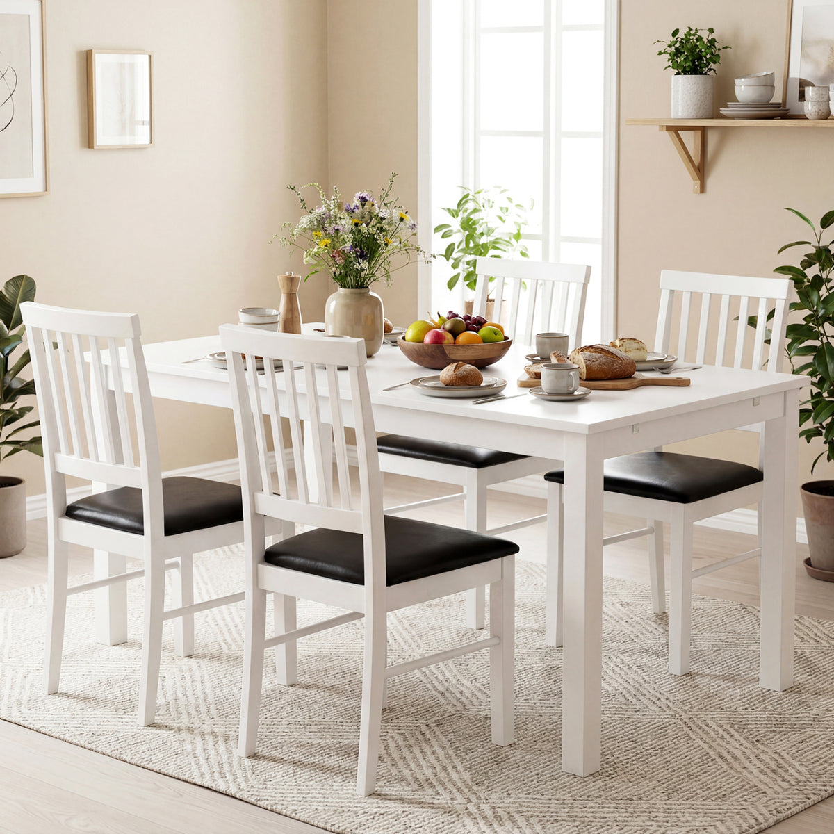 Dining Chairs Set of 2 Mid-Century Modern - White