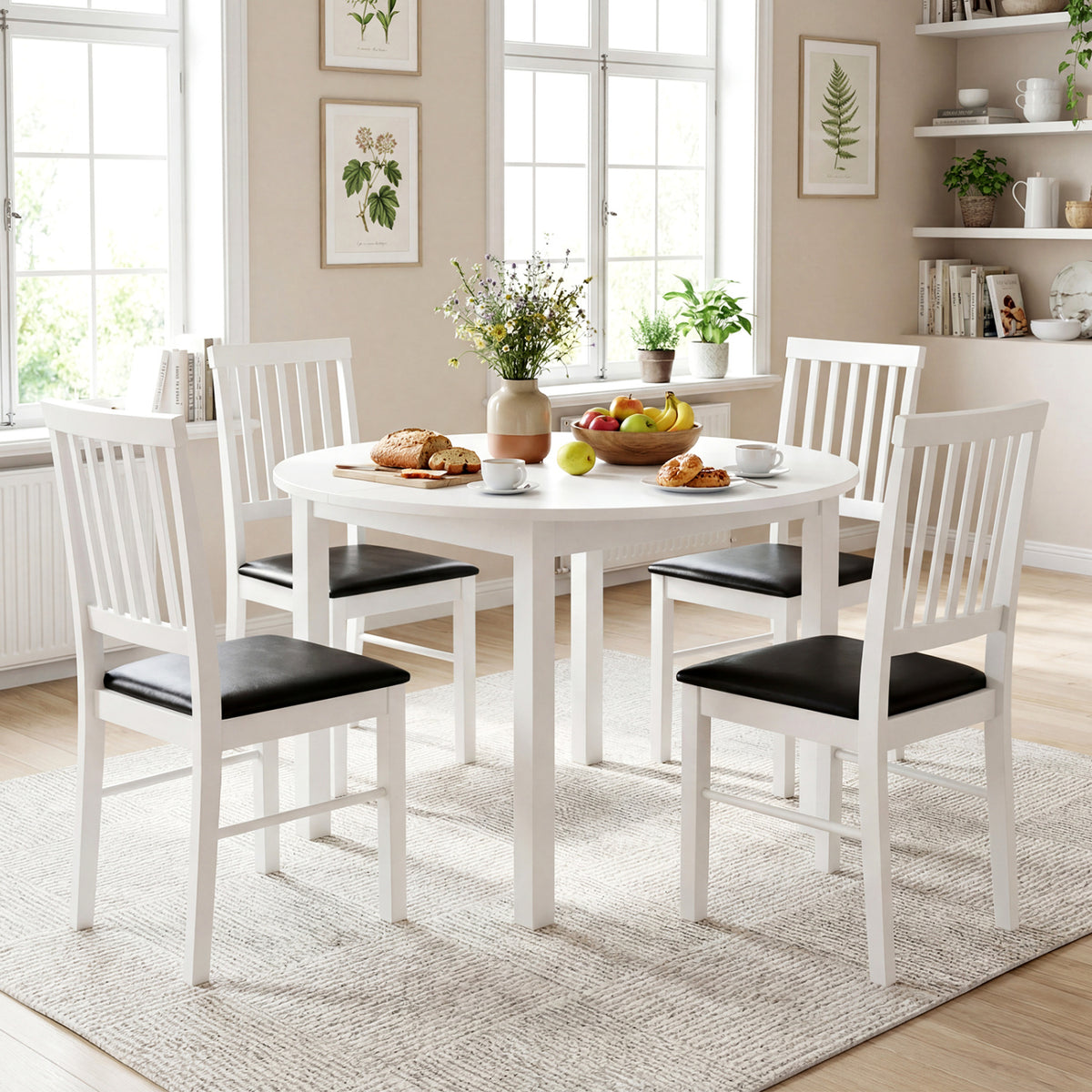 Dining Chairs Set of 2 Mid Century Modern - White