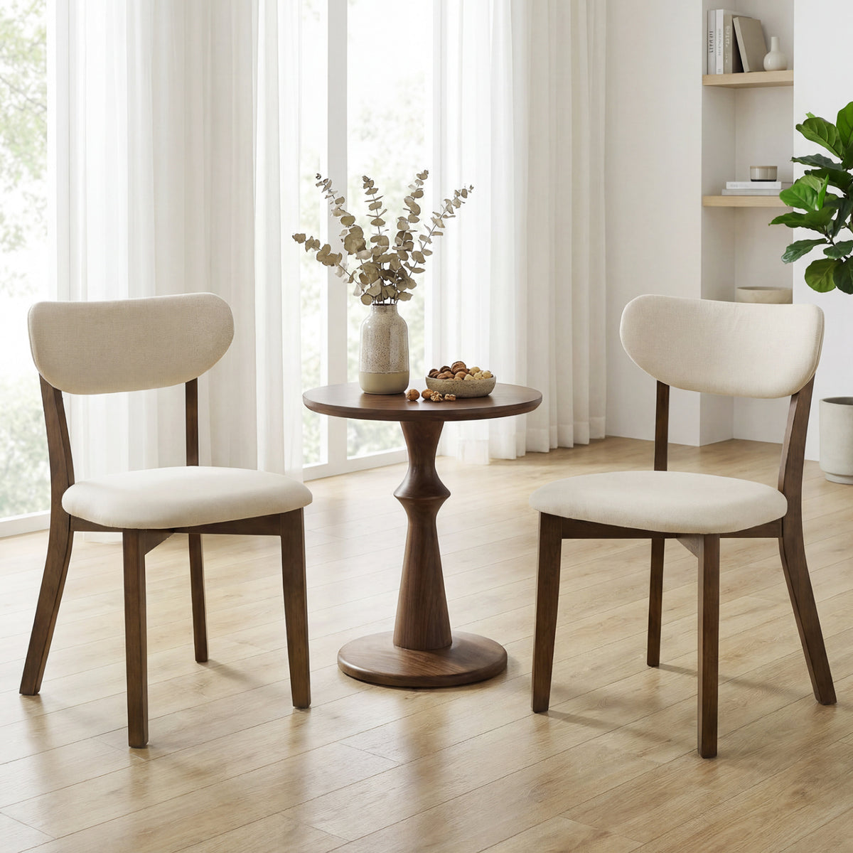 Dining Chairs Set of 4, White - Rubber Wood Frame
