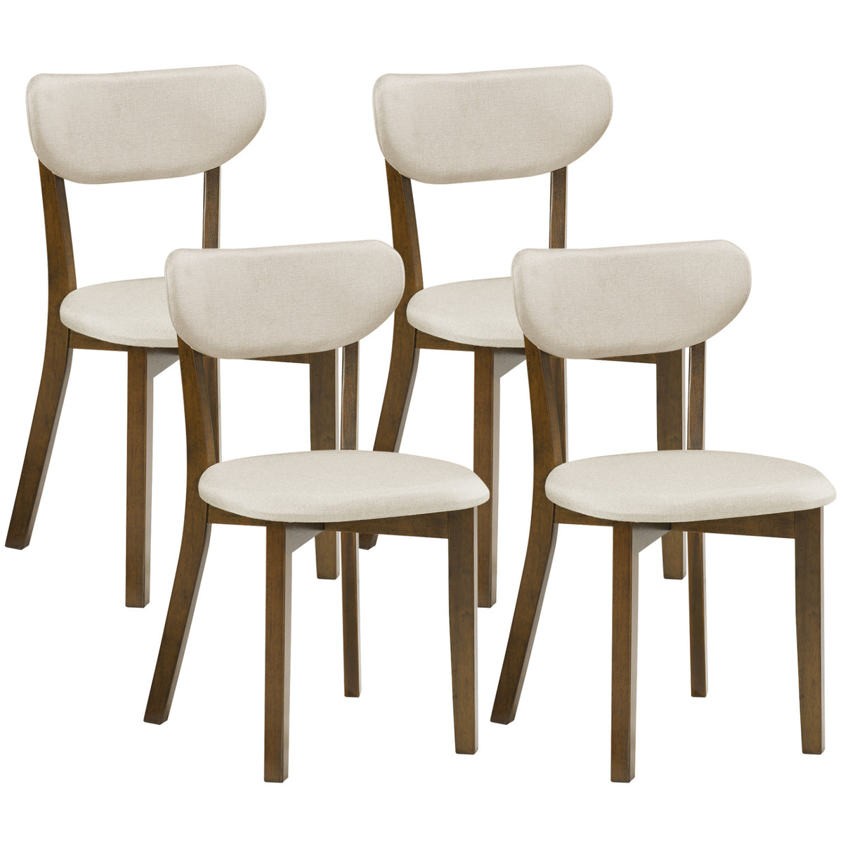 Dining Chairs Set of 4, White - Rubber Wood Frame