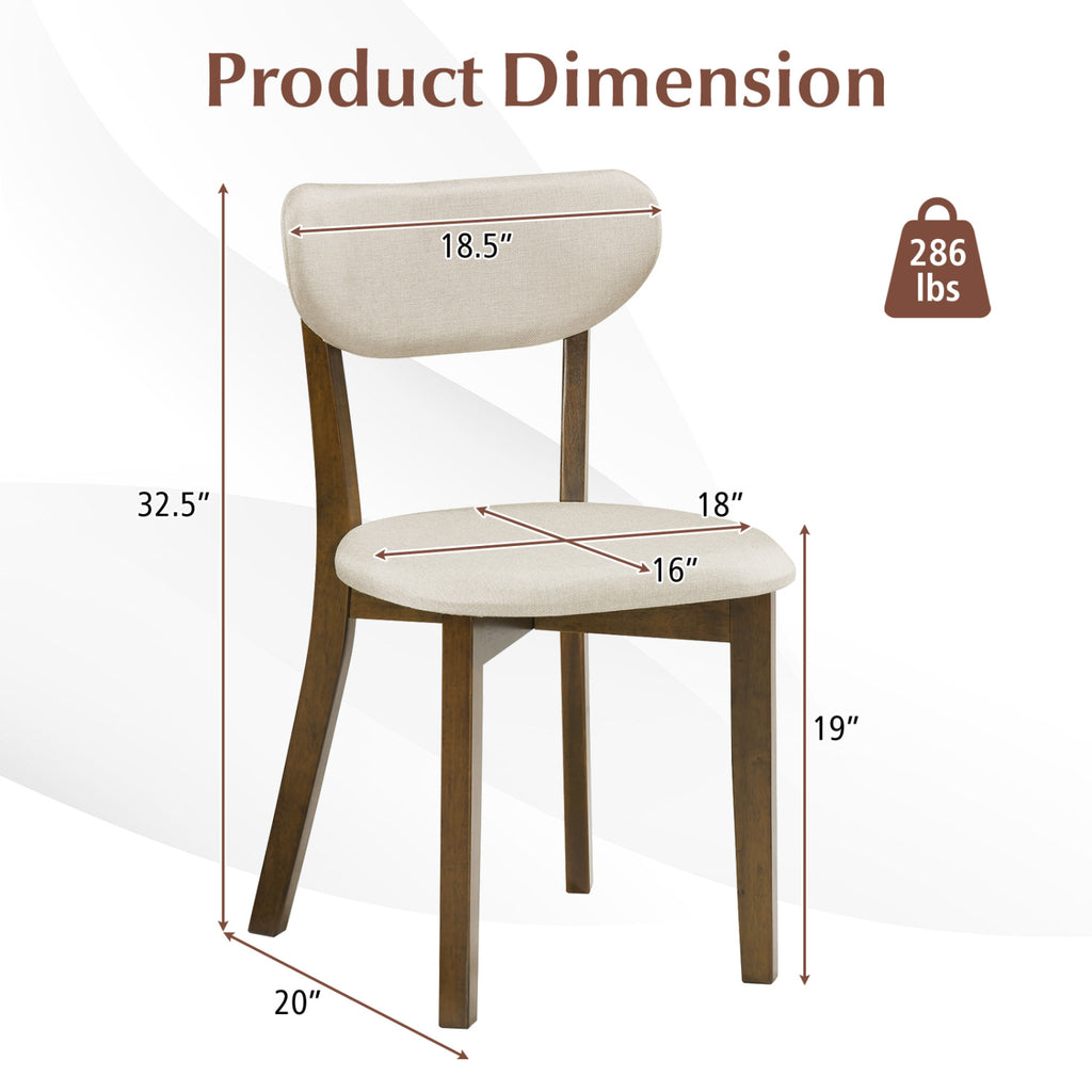 Dining Chairs Set of 4, White - Rubber Wood Frame