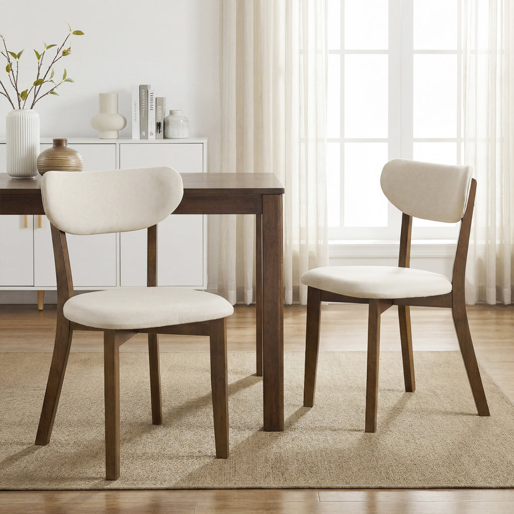 Dining Chairs Set of 4, White - Rubber Wood Frame