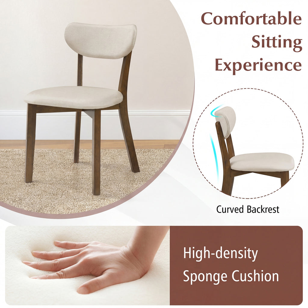 Dining Chairs Set of 4, White - Rubber Wood Frame