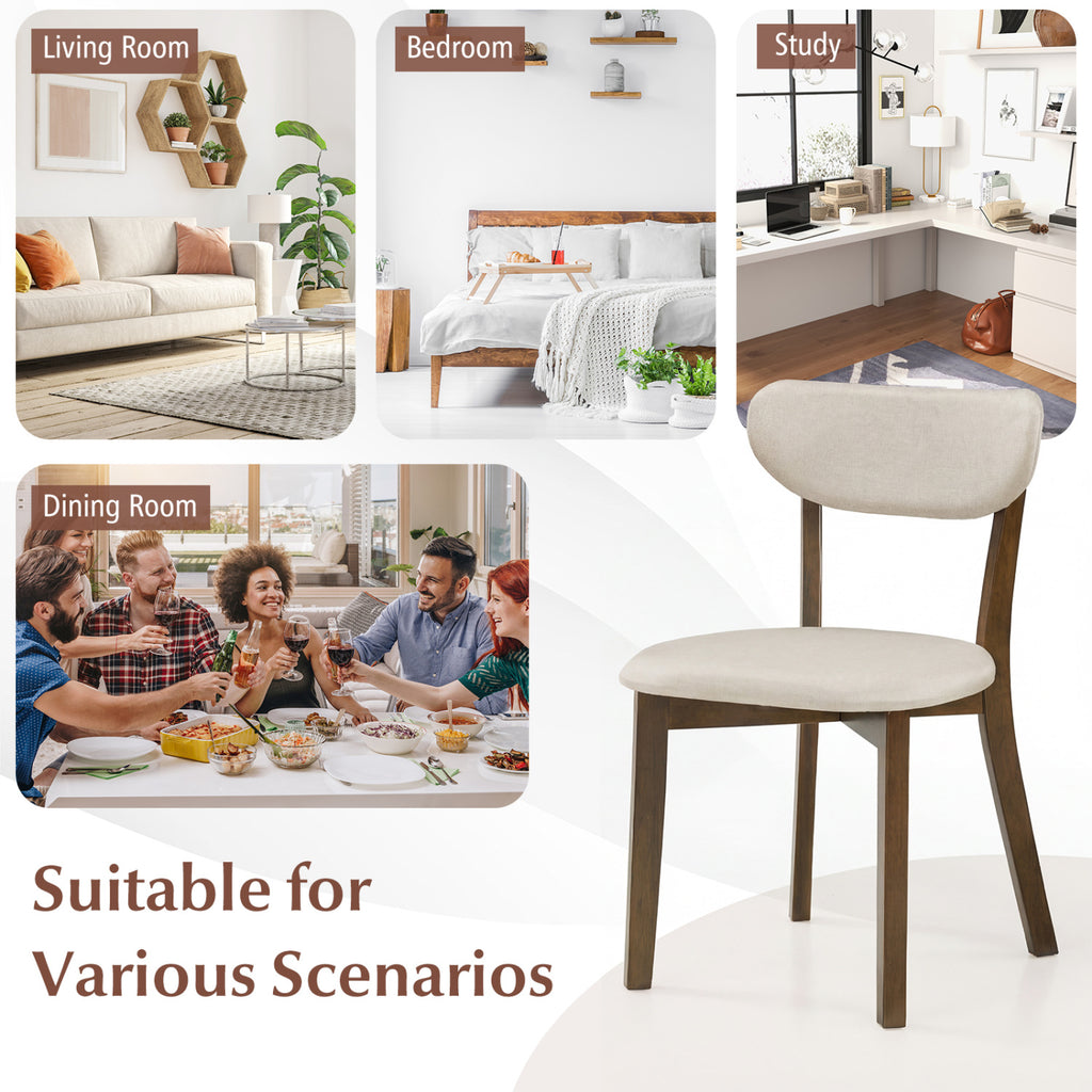 Dining Chairs Set of 4, White - Rubber Wood Frame