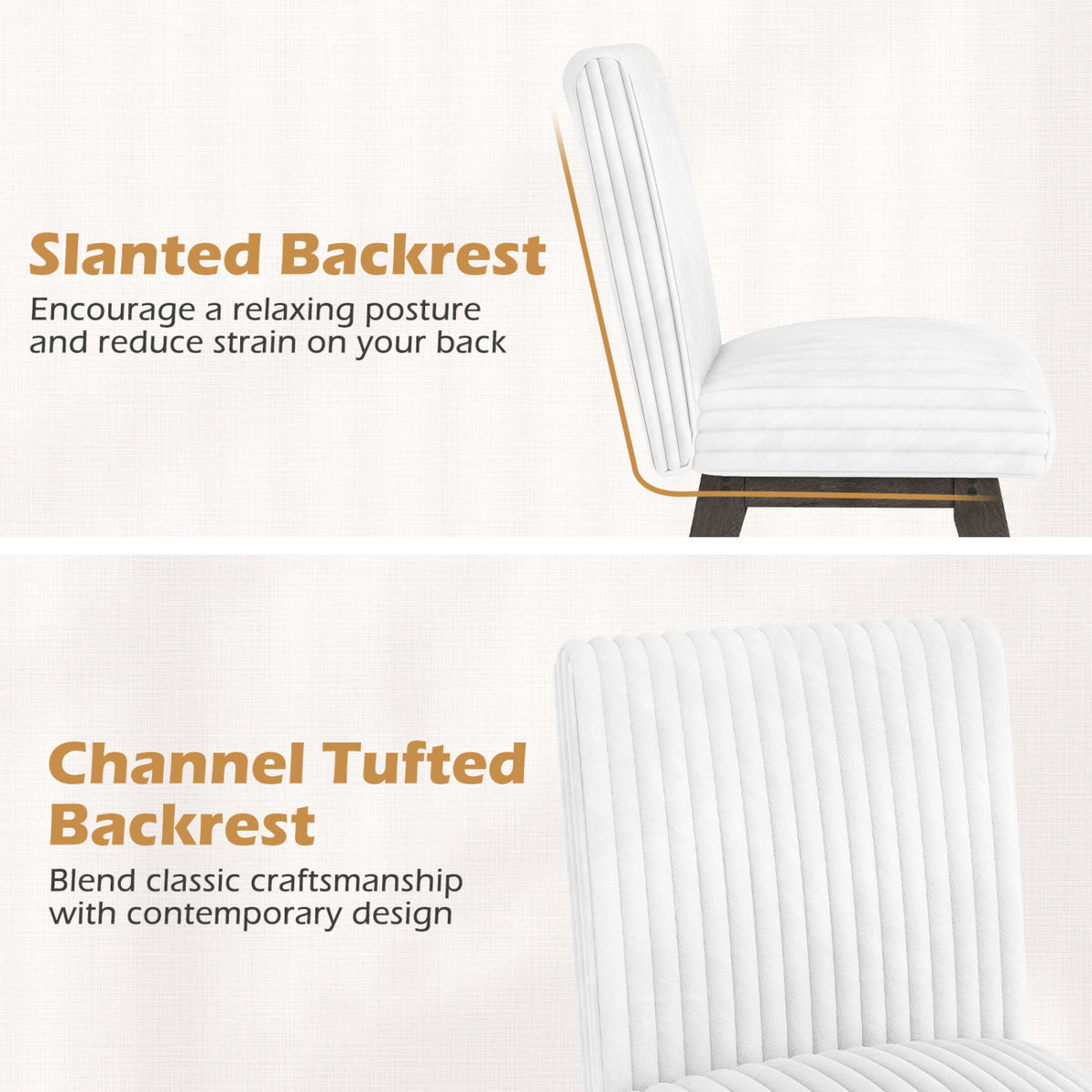 Dining Chairs Set of 2 Fabric Upholstered - Gray & White