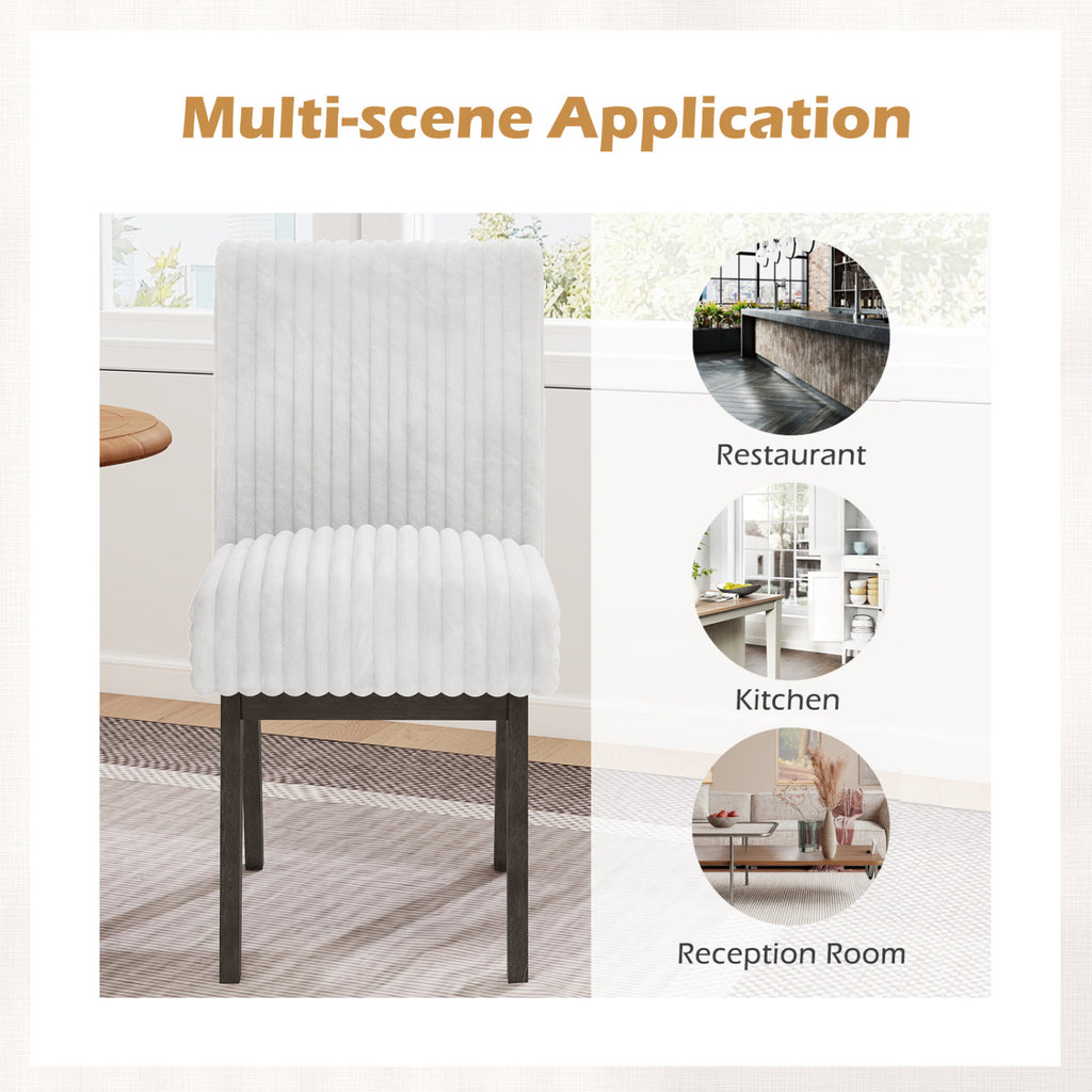 Dining Chairs Set of 2 Fabric Upholstered - Gray & White