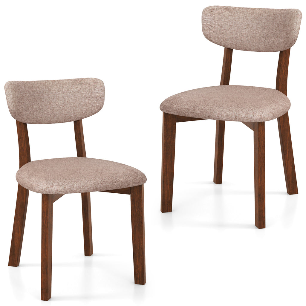Dining Chairs Set of 2 Upholstered Mid-Back - Beige