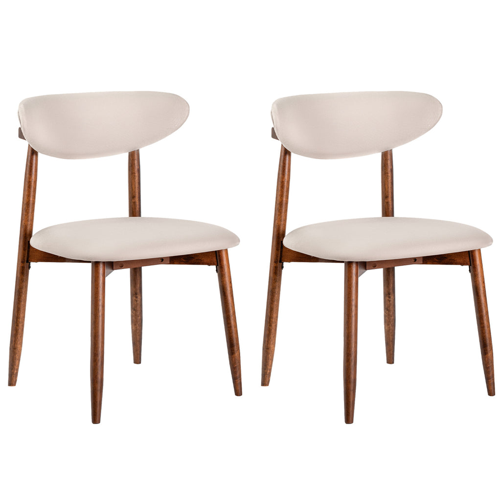 Upholstered Dining Chairs Set of 4, Beige Polyester Fabric