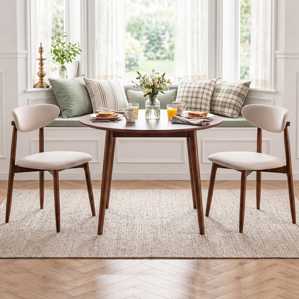 Fabric Upholstered Dining Chairs Set of 2 - Gray Polyester