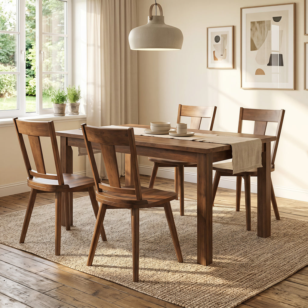 Dining Chairs Set of 4 with Wood Backrest - Walnut