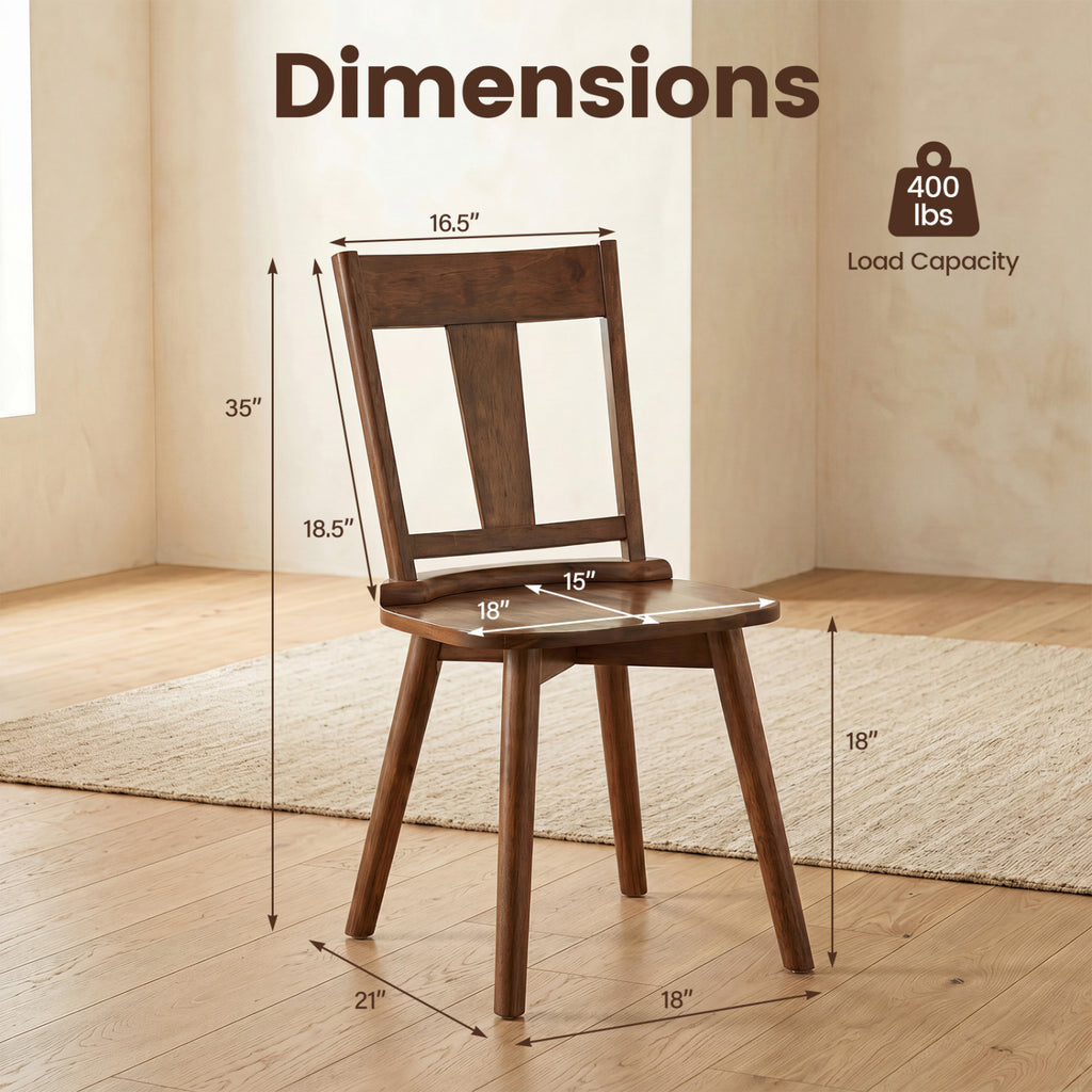 Dining Chairs Set of 4 with Wood Backrest - Walnut