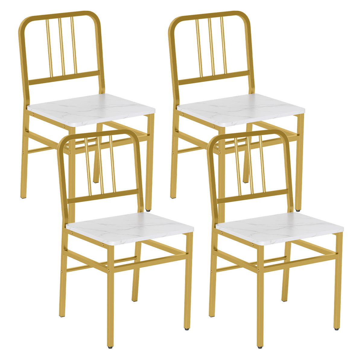 Dining Chairs Set of 4, Metal Frame & Wood Seat, Rustic Brown