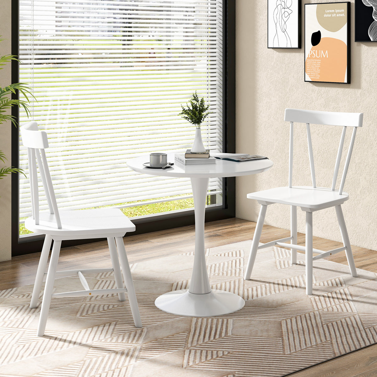 Armless Chair with Solid Rubber Wood Frame, Black