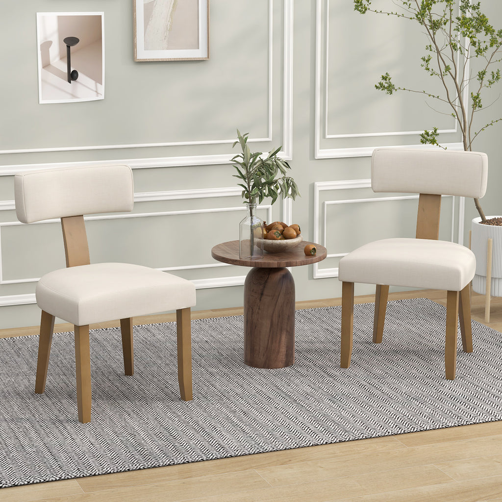Dining Chairs Set of 2, Padded Backrest, Beige
