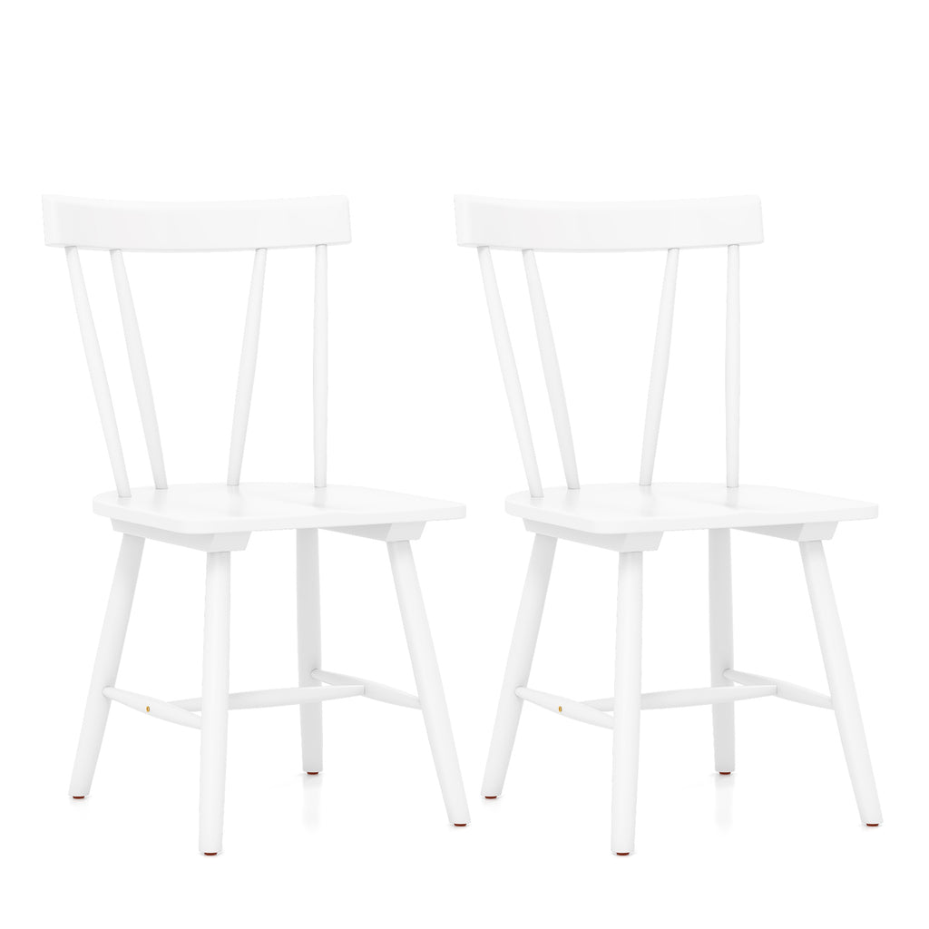 Vintage Wood Dining Chairs Set of 2 - White High Spindle Back