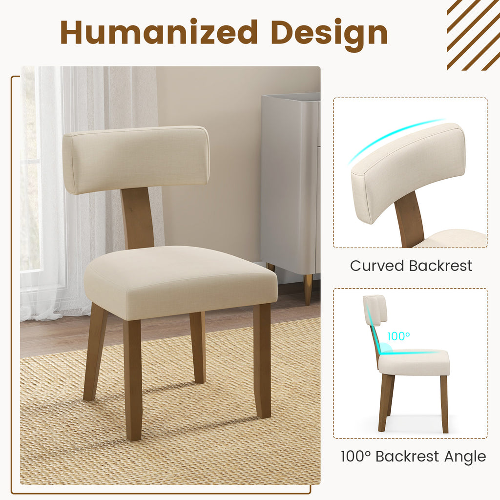 Dining Chairs Set of 2, Padded Backrest, Beige