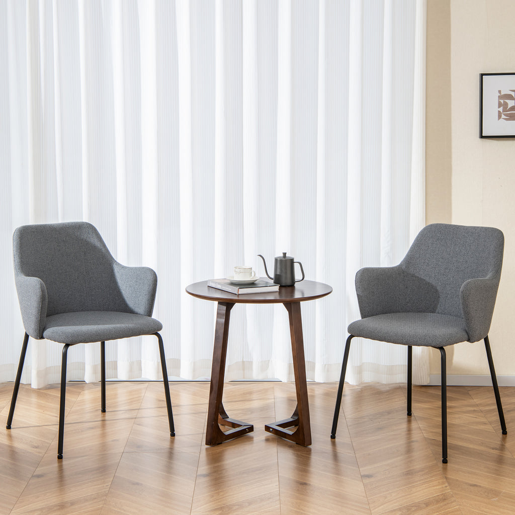 Dining Chairs Set of 2, Curved Backrest with Armrests – Gray