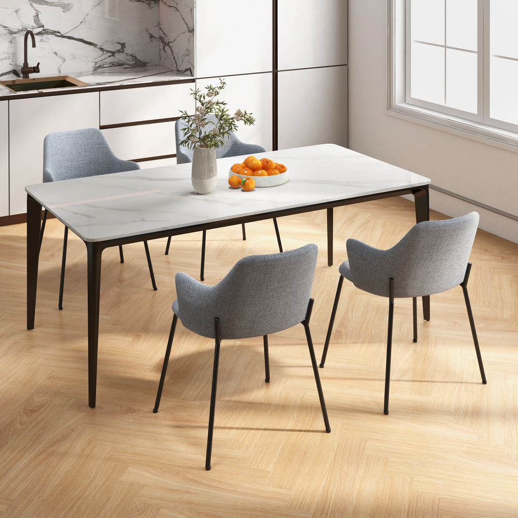 Dining Chairs Set of 2, Curved Backrest with Armrests – Gray
