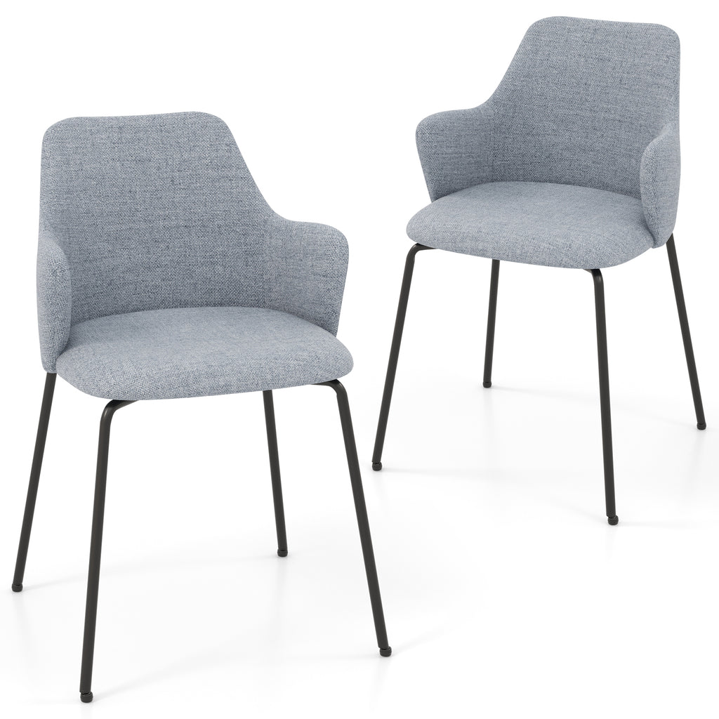 Dining Chairs Set of 2, Curved Backrest with Armrests – Gray