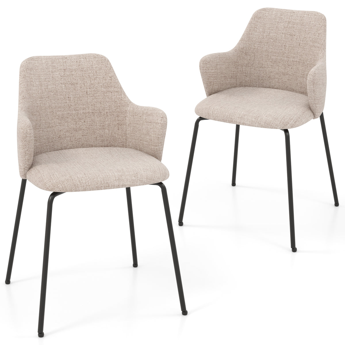 Dining Chairs Set of 2, Curved Backrest with Armrests – Gray
