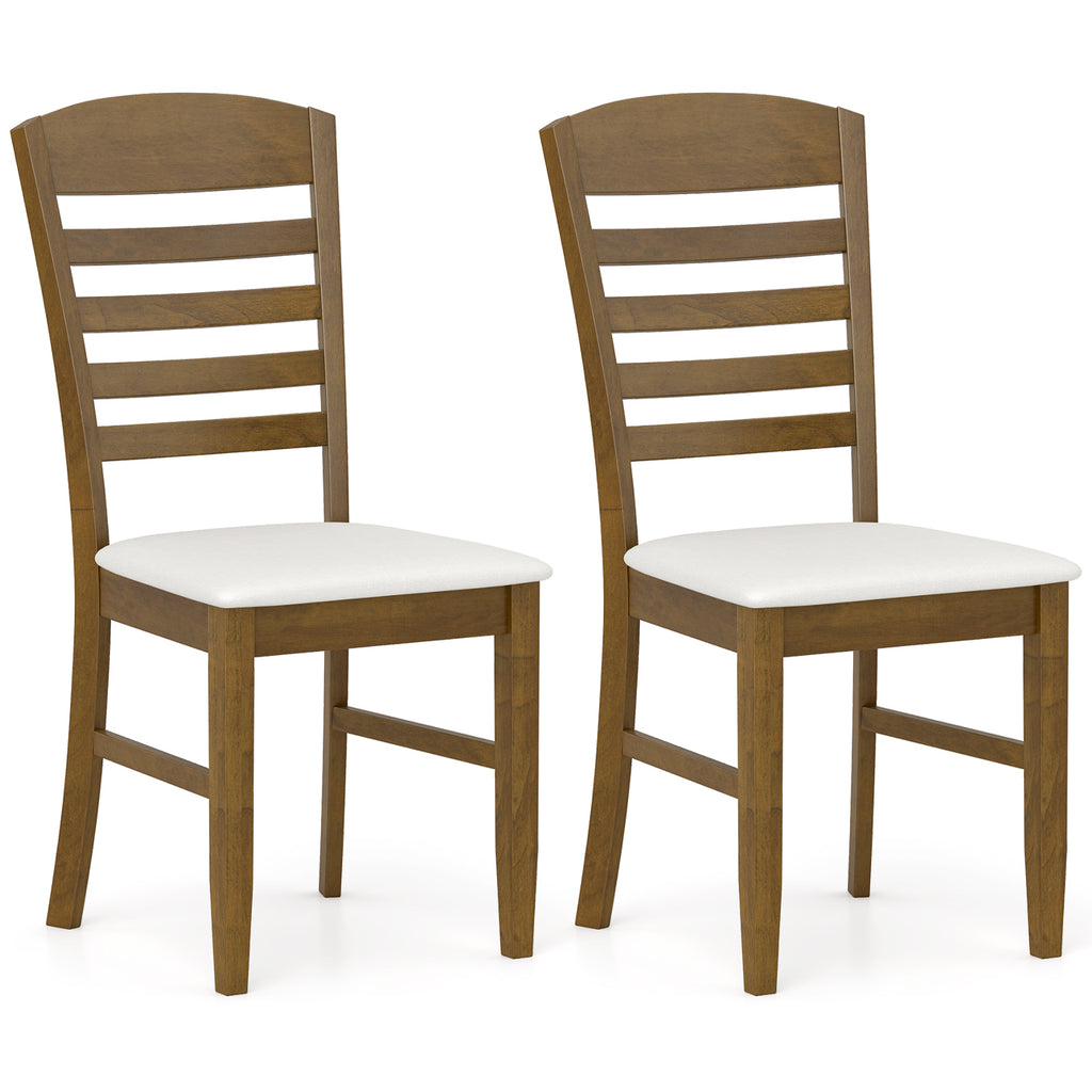 Dining Chairs Set of 2, Rubber Wood Frame, Padded Seat – Walnut