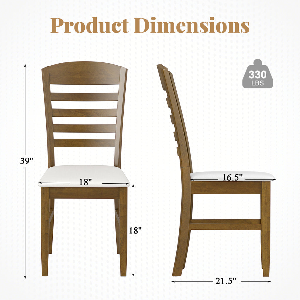 Dining Chairs Set of 2, Rubber Wood Frame, Padded Seat – Walnut