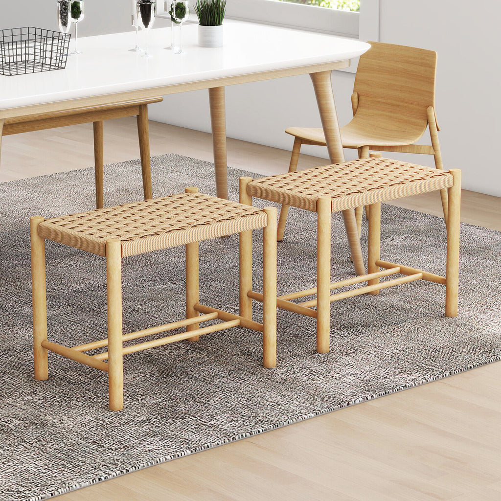 18 Inch Dining Stool Set of 2 - Natural, 22" x 14" x 18"