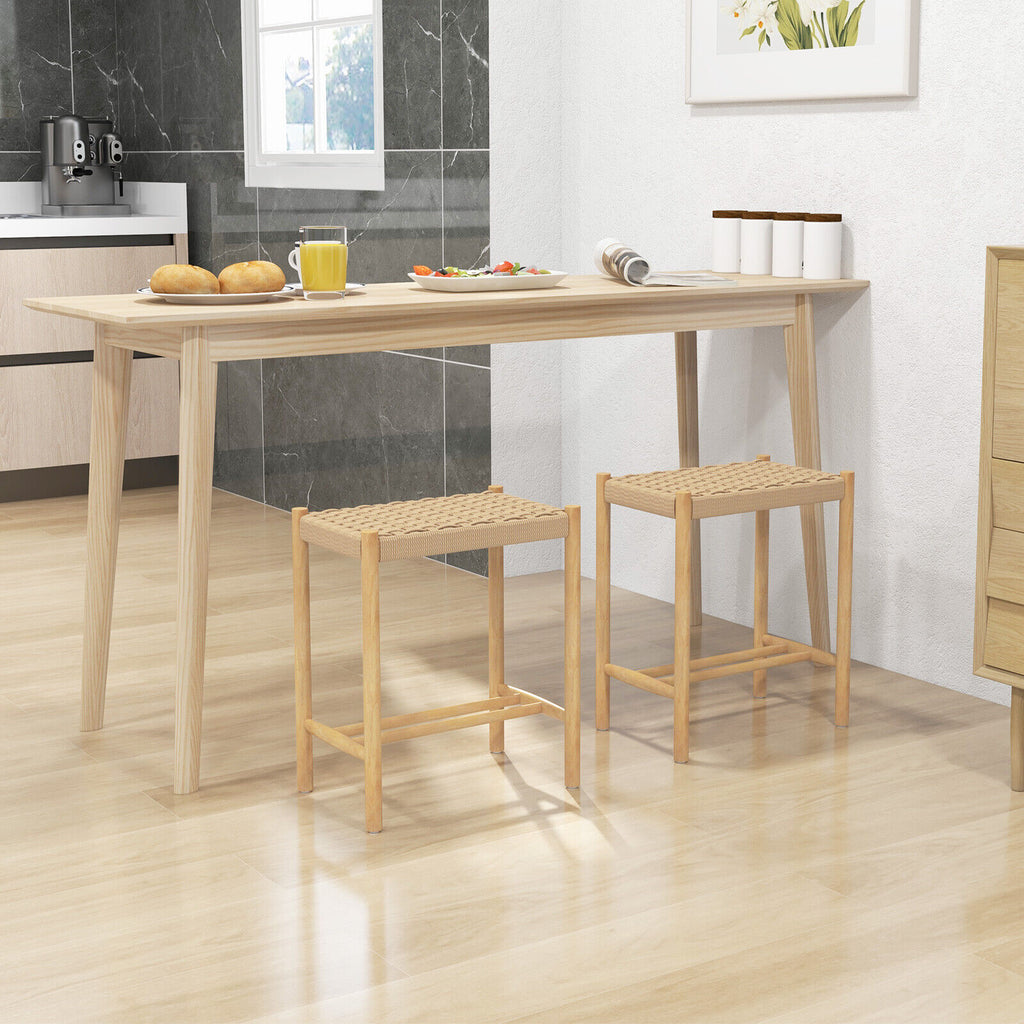18 Inch Dining Stool Set of 2 - Natural, 22" x 14" x 18"