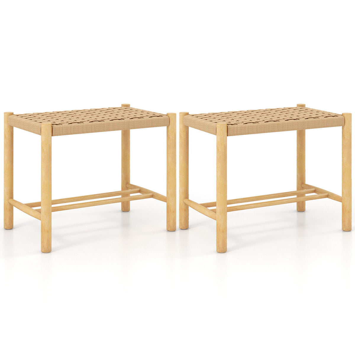 18 Inch Dining Stool Set of 2 - Natural, 22" x 14" x 18"