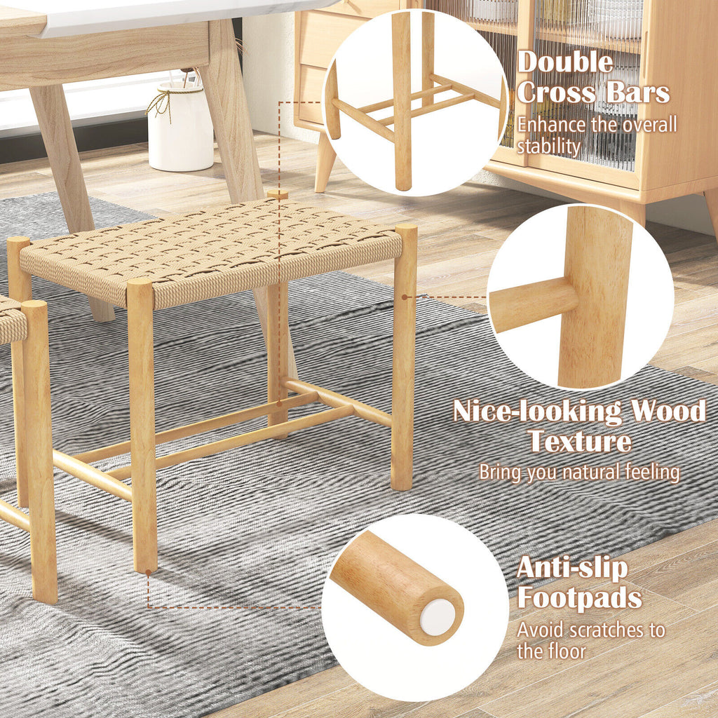 18 Inch Dining Stool Set of 2 - Natural, 22" x 14" x 18"