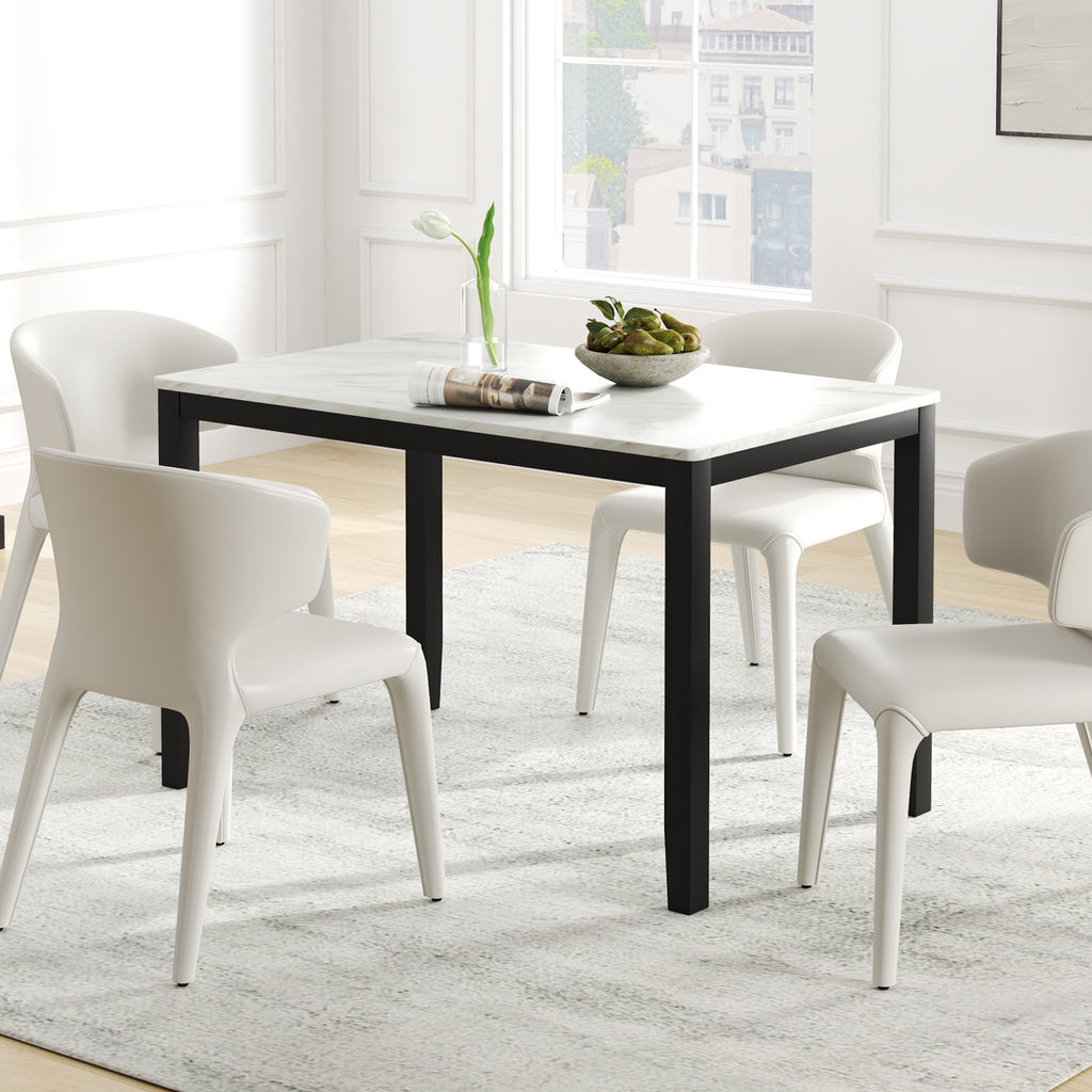 45-Inch Faux Marble Dining Table, Seats 4, Black & White