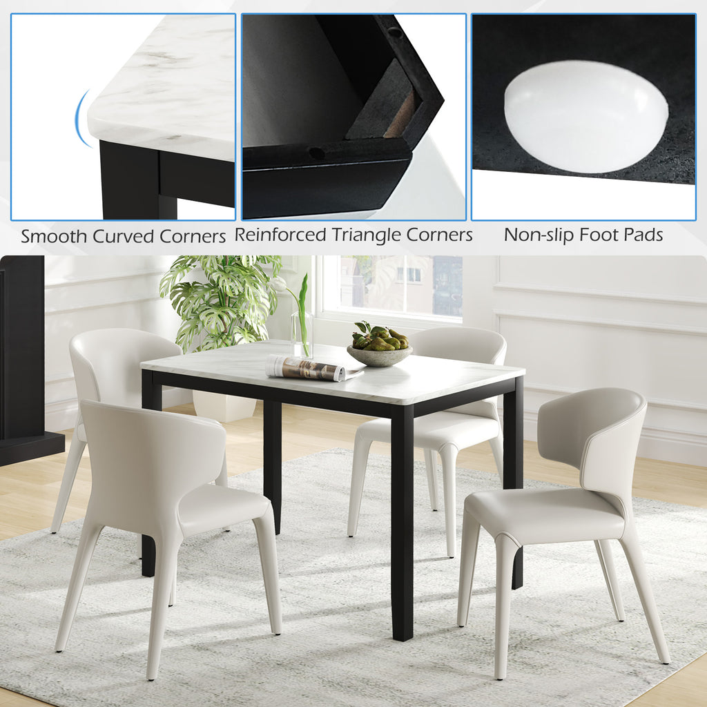 45-Inch Faux Marble Dining Table, Seats 4, Black & White