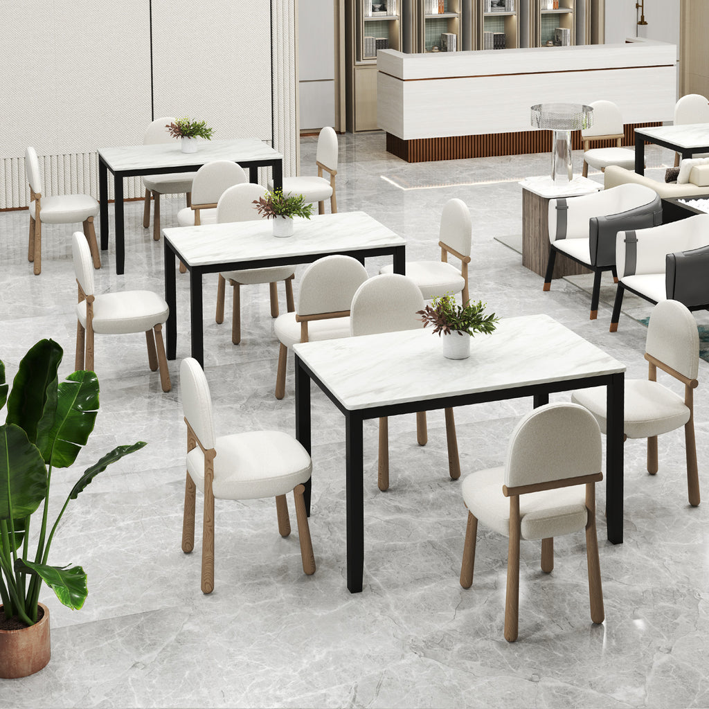 45-Inch Faux Marble Dining Table, Seats 4, Black & White