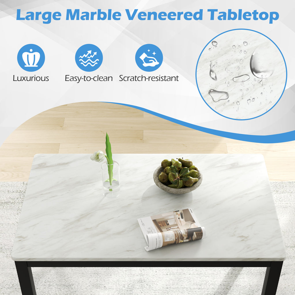 45" Mid Century Dining Table with Faux Marble Top - Black & White