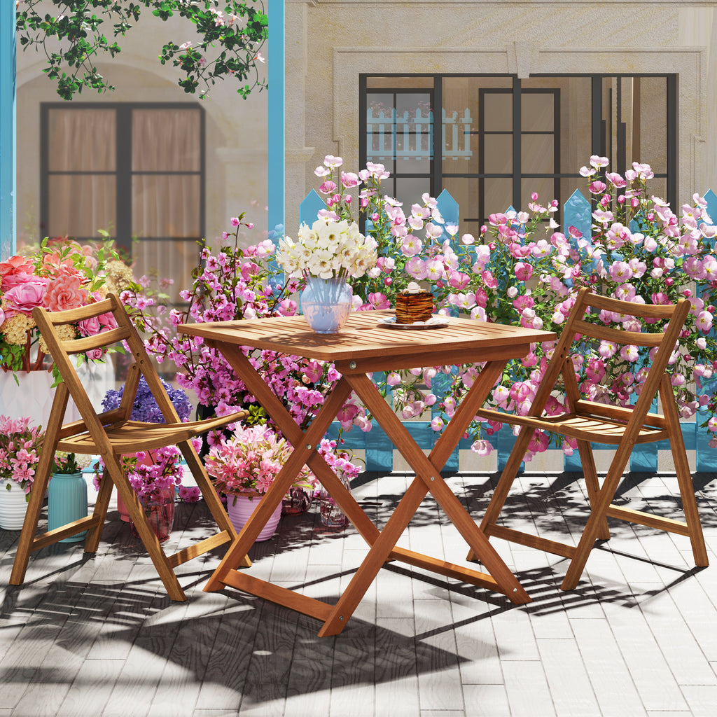 29.5 Inch x Patio Dining Table with Teak Painting and Umbrella Hole