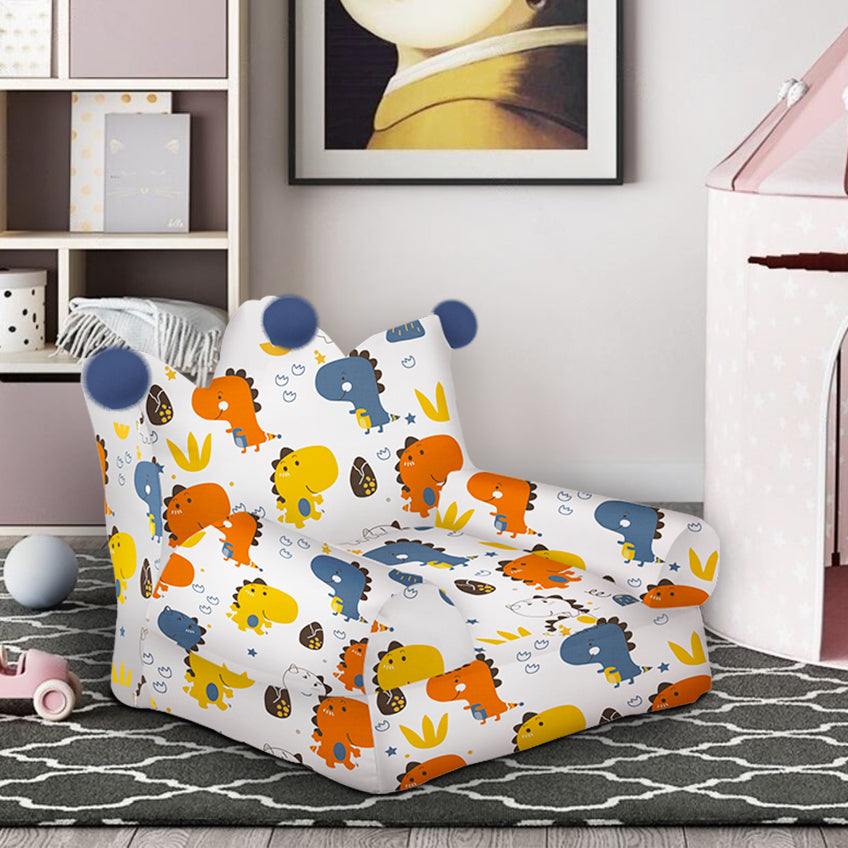Kids Sofa with Armrest & Extra Pillow - Blue, High-Density Padding, No Assembly