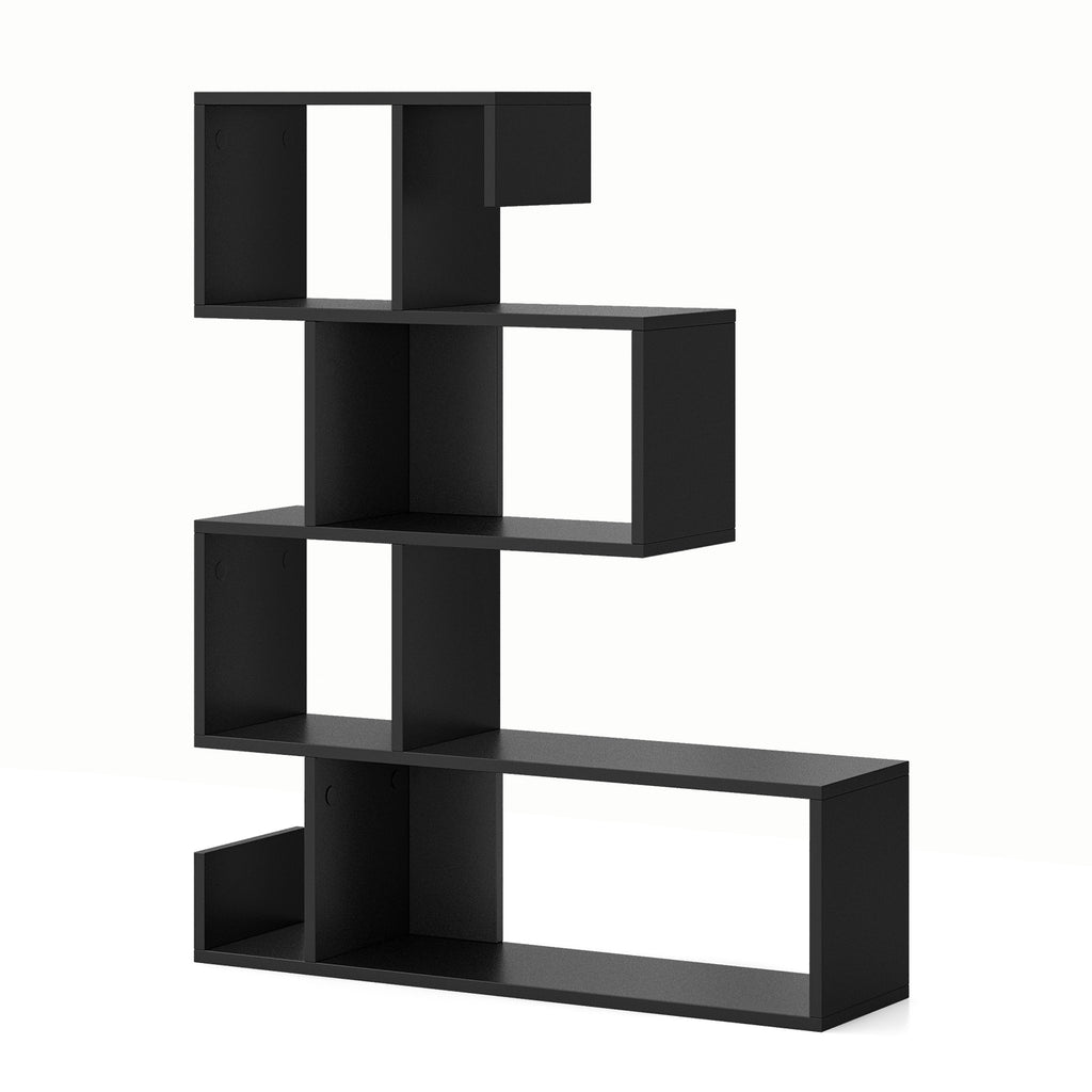 S-Shaped Bookshelf with Open Cubes, Black