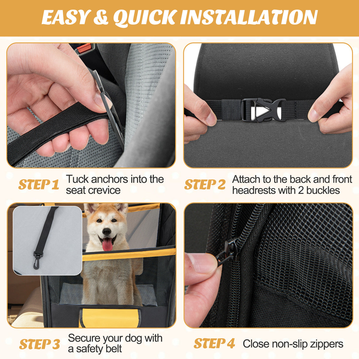 Dog Car Seat Cover for Small and Medium Dogs with Mesh Window - Black, Variation of THIS listing