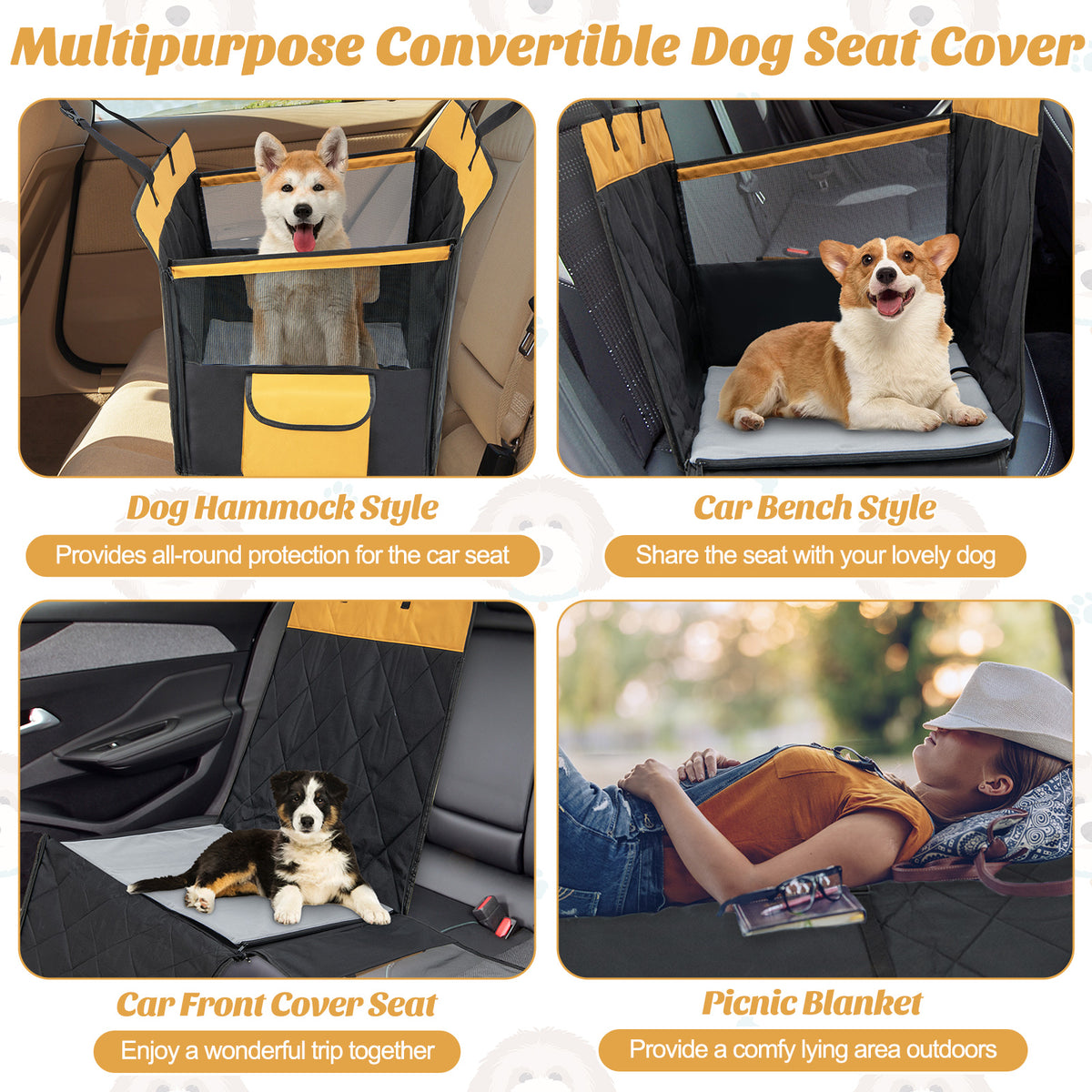 Dog Car Seat Cover for Small and Medium Dogs with Mesh Window - Black, Variation of THIS listing