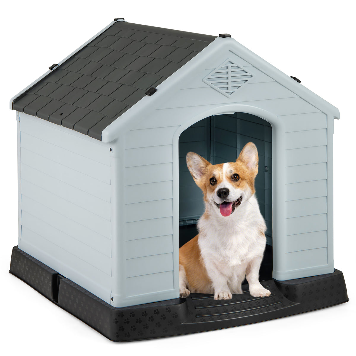 Small Dog House Waterproof Plastic with Elevated Floor - S Variation