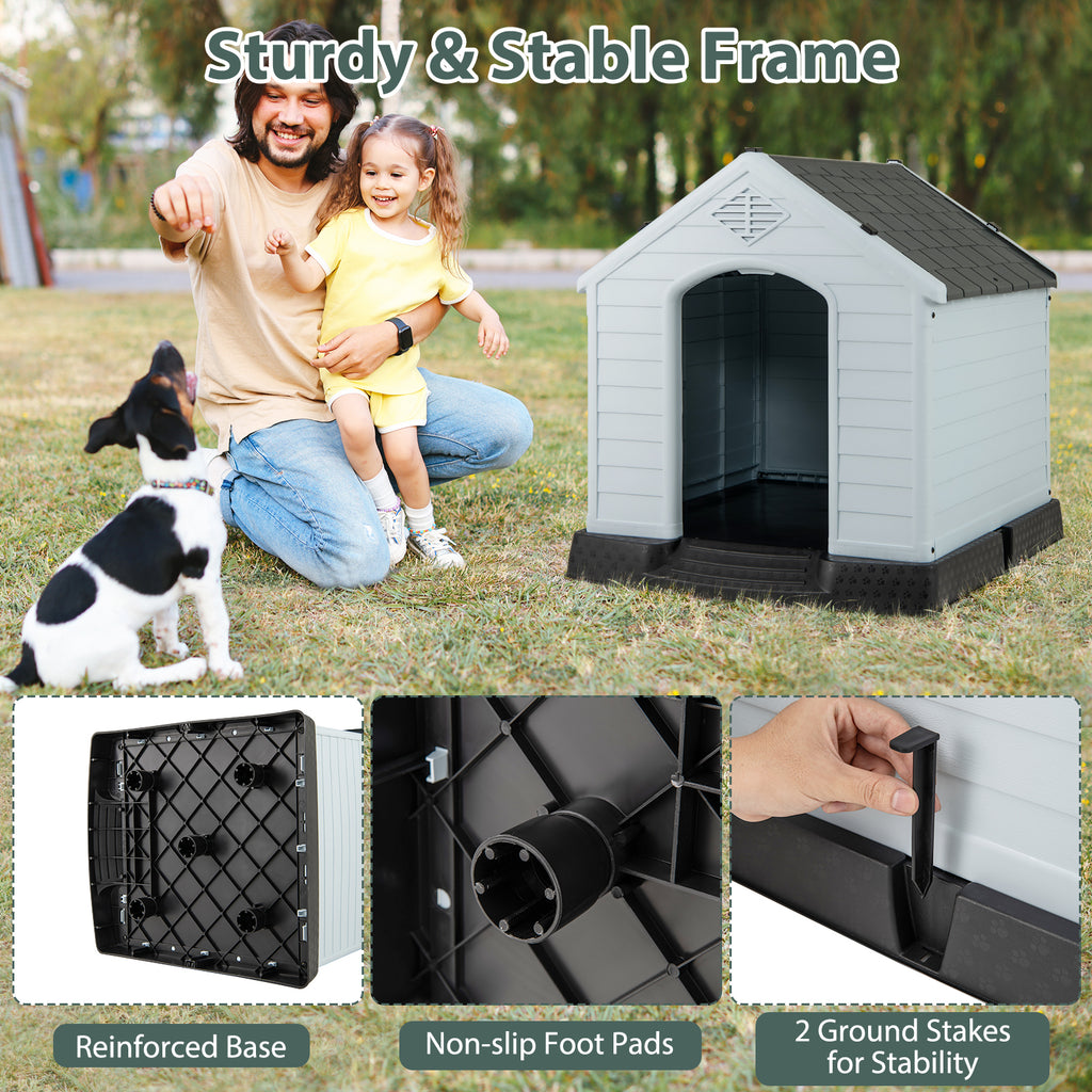 Small Dog House Waterproof Plastic with Elevated Floor - S Variation