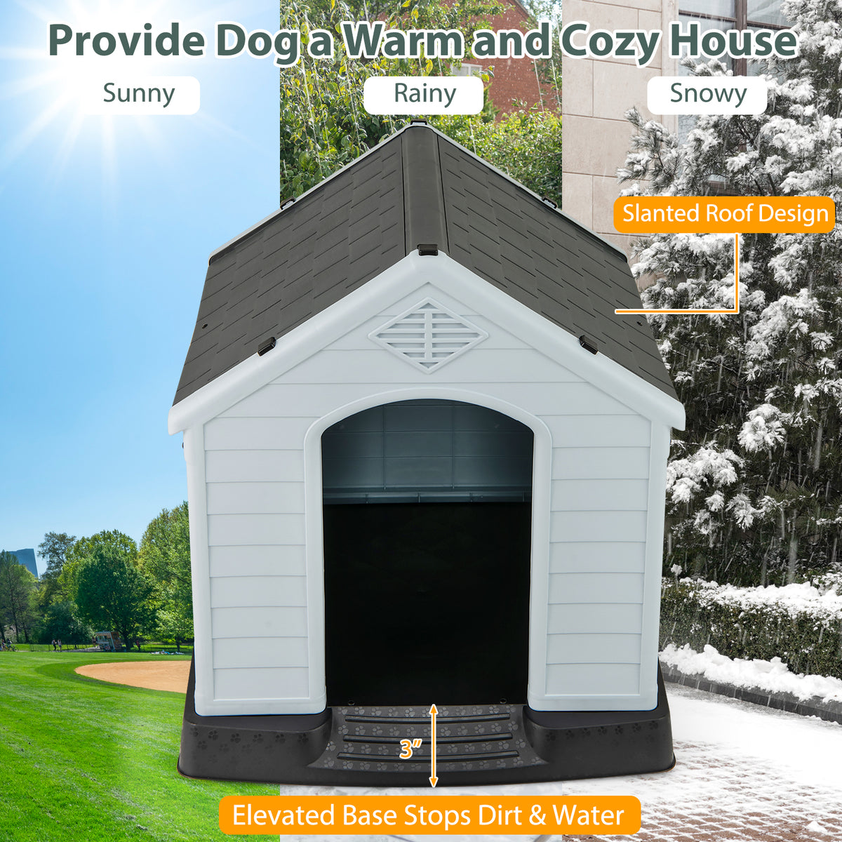 Small Dog House Waterproof Plastic with Elevated Floor - S Variation
