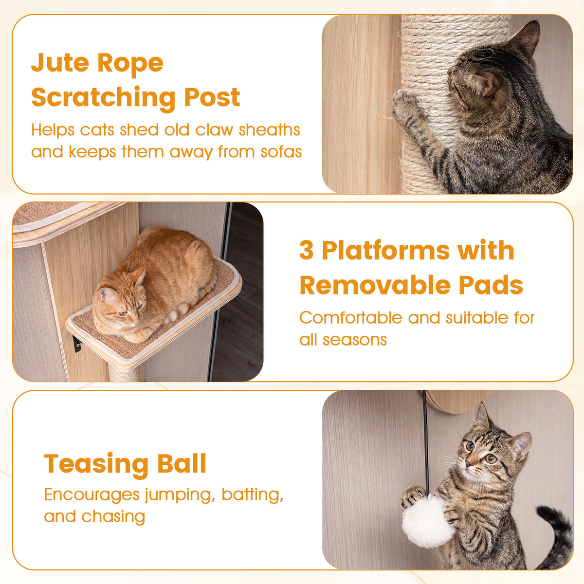 Door Hanging Cat Climber with Plush Bed - Beige, 4-Level Adjustable Cat Tree