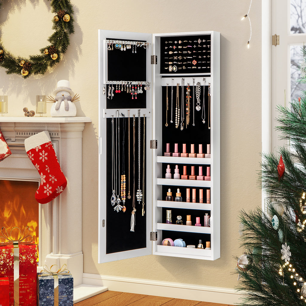 Jewelry Armoire Cabinet with Full-Length Mirror – Wall/Door Mount