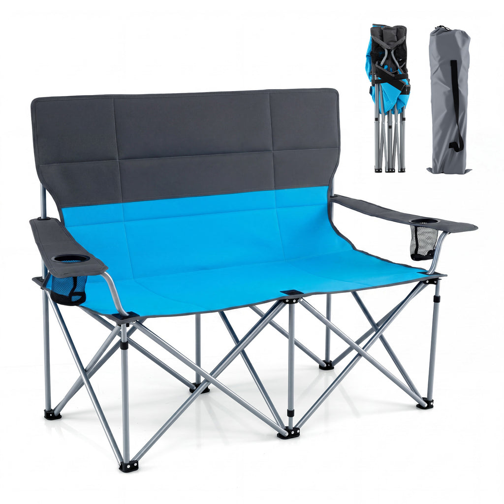 Double Camping Chair with Carry Bag Cup Holders