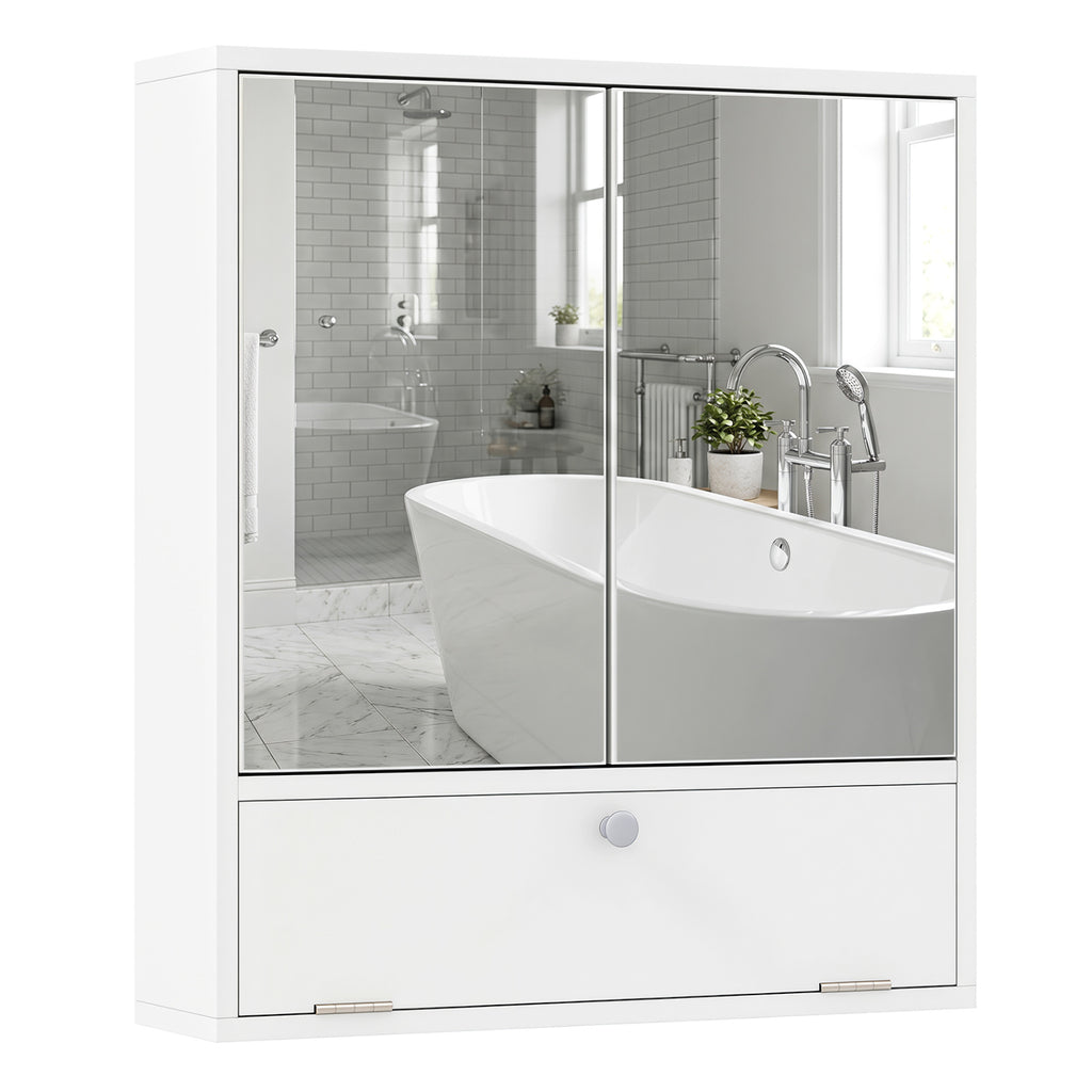 Double Door Wall-Mounted Bathroom Mirrored Medicine Cabinet