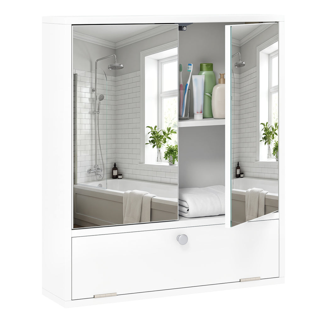 LED Lighted Bathroom Mirror Cabinet with Glass Shelves