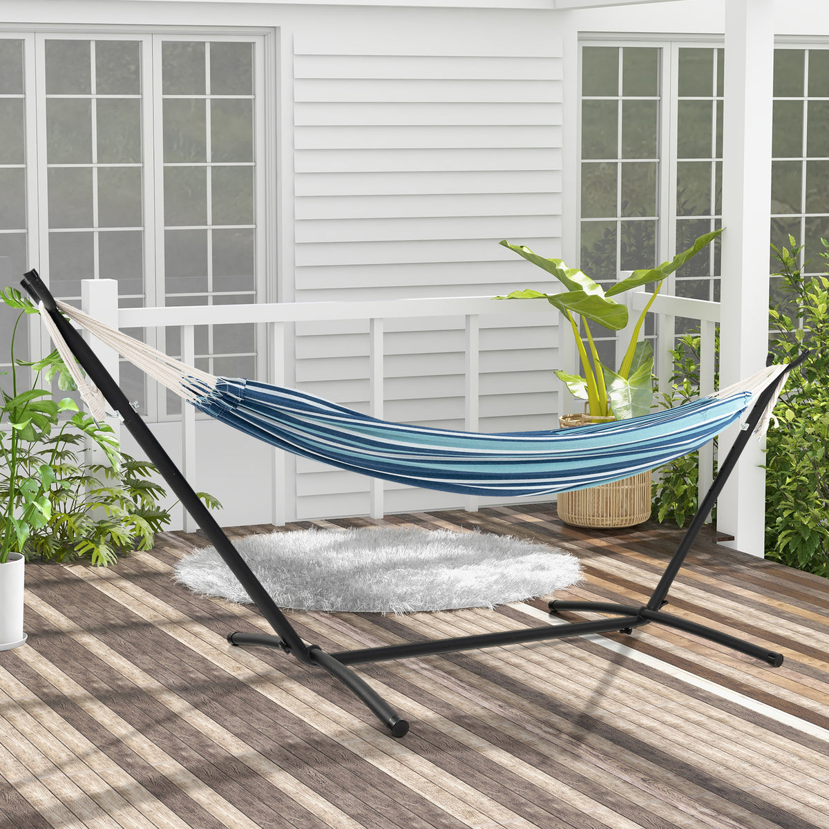 Portable Indoor Outdoor 2-Person Double Hammock Set with Stand and