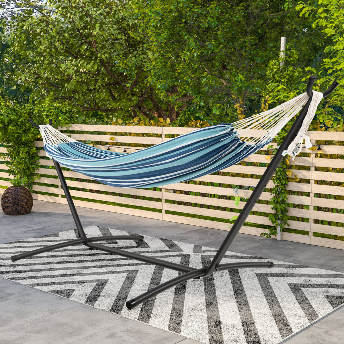 Portable Indoor Outdoor 2-Person Double Hammock Set with Stand and